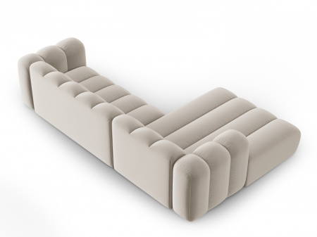 Coltar Lupine cu 4 locuri, colt pe partea stanga si tapiterie din catifea, bej [3]