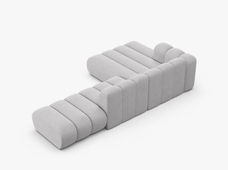 Coltar Lupine cu 5 locuri, colt pe partea stanga si tapiterie boucle, gri deschis [3]