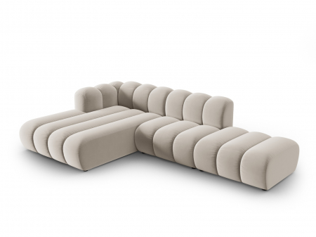 Coltar Lupine cu 5 locuri, colt pe partea stanga si tapiterie din catifea, bej [1]