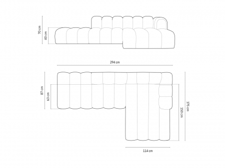 Coltar Lupine cu 5 locuri, colt pe partea stanga si tapiterie din catifea, bej [5]