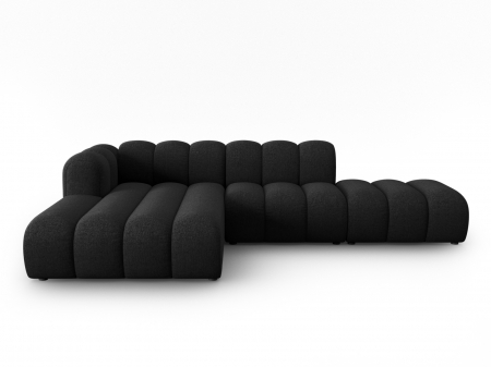 Canapele - Coltar Lupine cu 5 locuri, colt pe partea stanga si tapiterie din tesatura structurala, negru