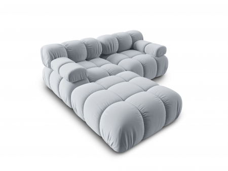 Coltar modular Bellis cu 3 locuri si tapiterie din catifea, albastru deschis [2]
