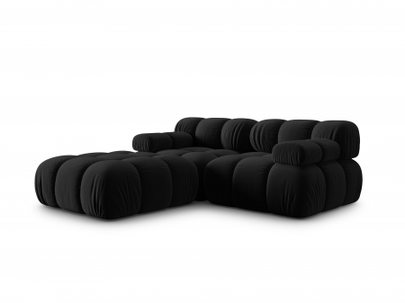 Coltar modular Bellis cu 3 locuri si tapiterie din catifea, negru [1]