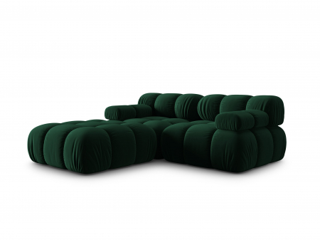 Coltar modular Bellis cu 3 locuri si tapiterie din catifea, verde inchis [1]