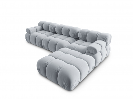 Coltar modular Bellis cu 4 locuri si tapiterie din catifea, albastru deschis [2]