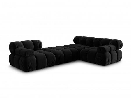 Coltar modular Bellis cu 4 locuri si tapiterie din catifea, negru [7]