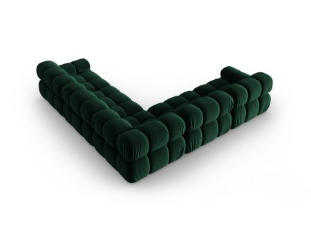 Coltar modular Bellis cu 5 locuri si tapiterie din catifea, verde inchis [3]