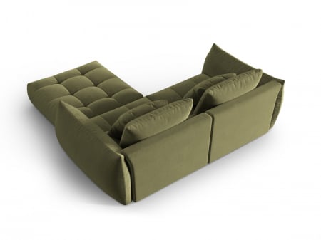 Coltar modular Bloom cu tapiterie din catifea, gri deschis [2]