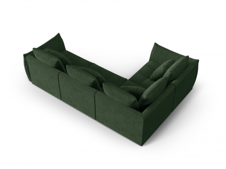 Coltar modular Bloom cu tapiterie din tesatura structurala si colt pe partea stanga, verde inchis [2]
