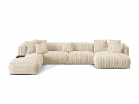 Coltare - Coltar modular Martina in forma de U cu colt pe partea stanga si tapiterie din catifea reiata