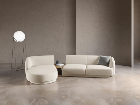 Coltar modular Miley cu tapiterie boucle si colt pe partea stanga, bej [5]