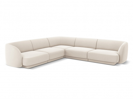 Coltar modular Miley cu tapiterie din catifea, bej deschis