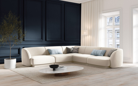 Coltar modular Miley cu tapiterie din catifea, bej deschis [1]