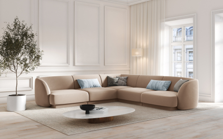 Coltar modular Miley cu tapiterie din catifea, cappuccino [3]