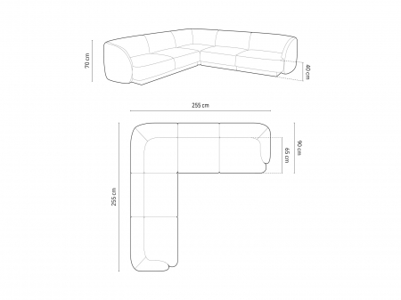 Coltar modular Miley cu tapiterie din catifea, cappuccino [4]