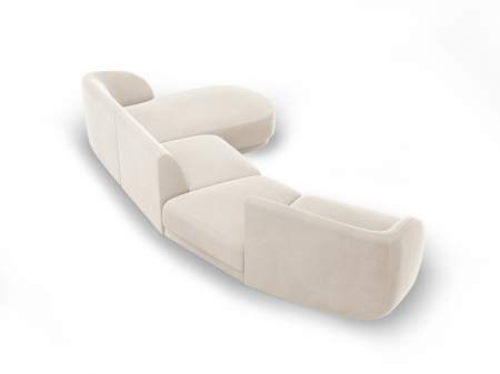 Coltar modular Miley cu tapiterie din catifea si colt pe partea dreapta, bej deschis [3]