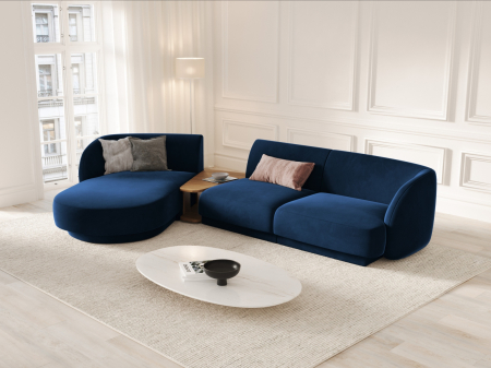 Coltar modular Miley cu tapiterie din catifea si colt pe partea stanga, albastru royal [5]