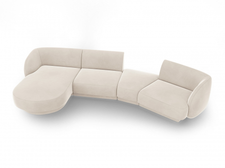 Coltar modular Miley cu tapiterie din catifea si colt pe partea stanga, bej deschis [1]