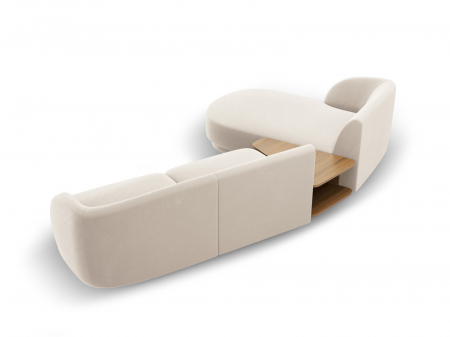 Coltar modular Miley cu tapiterie din catifea si colt pe partea stanga, bej deschis [3]