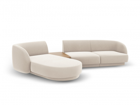 Coltar modular Miley cu tapiterie din catifea si colt pe partea stanga, bej deschis [2]