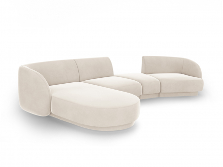 Coltar modular Miley cu tapiterie din catifea si colt pe partea stanga, bej deschis [2]