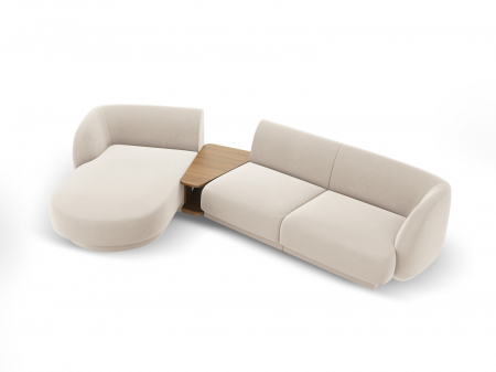 Coltar modular Miley cu tapiterie din catifea si colt pe partea stanga, bej deschis [1]