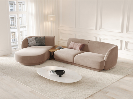 Coltar modular Miley cu tapiterie din catifea si colt pe partea stanga, cappucino [5]