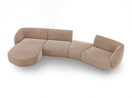Coltar modular Miley cu tapiterie din catifea si colt pe partea stanga, cappucino [1]