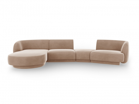Coltare - Coltar modular Miley cu tapiterie din catifea si colt pe partea stanga, cappucino