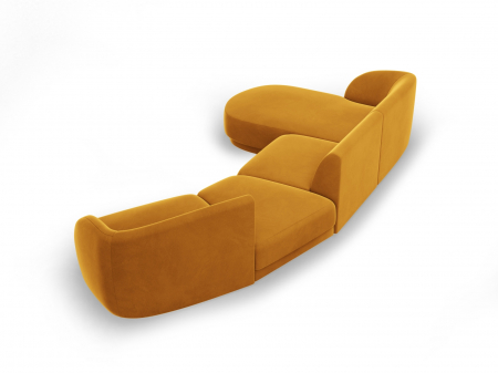 Coltar modular Miley cu tapiterie din catifea si colt pe partea stanga, galben [3]