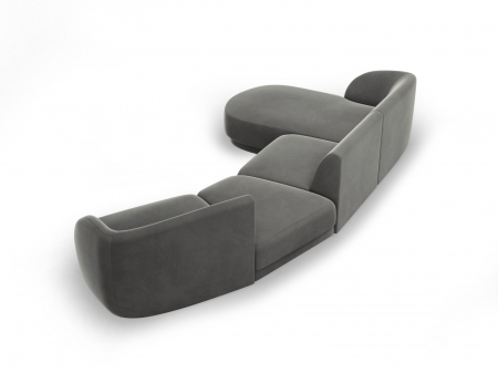 Coltar modular Miley cu tapiterie din catifea si colt pe partea stanga, gri deschis [3]