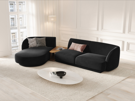 Coltar modular Miley cu tapiterie din catifea si colt pe partea stanga, negru [5]