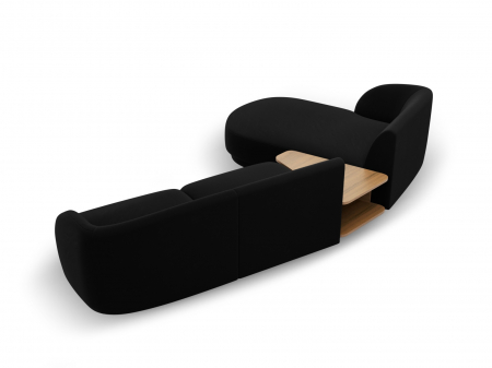 Coltar modular Miley cu tapiterie din catifea si colt pe partea stanga, negru [3]