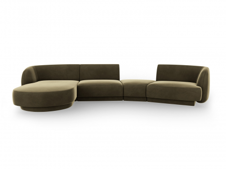 Coltare - Coltar modular Miley cu tapiterie din catifea si colt pe partea stanga, verde