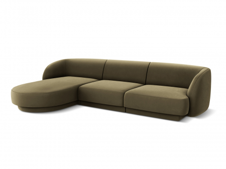 Coltar modular Miley cu tapiterie din catifea si colt pe partea stanga, verde [1]