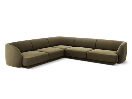 Canapele - Coltar modular Miley cu tapiterie din catifea, verde