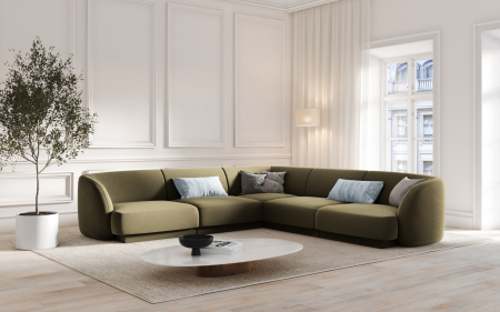 Coltar modular Miley cu tapiterie din catifea, verde [3]