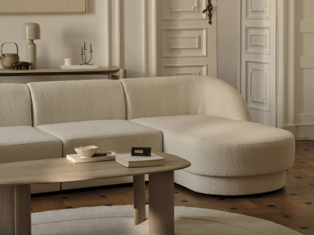 Coltar modular Miley cu tapiterie boucle si colt pe partea stanga, bej [5]