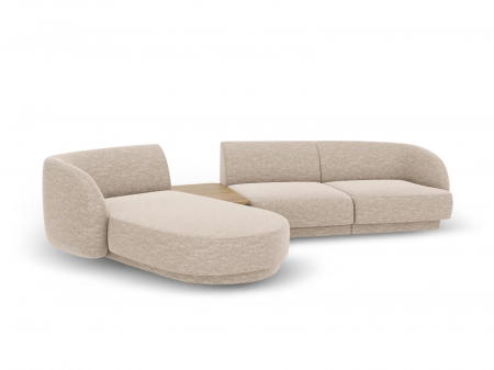 Coltar modular Miley cu tapiterie din tesatura structurala si colt pe partea stanga, bej [2]