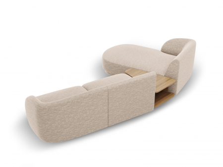 Coltar modular Miley cu tapiterie din tesatura structurala si colt pe partea stanga, bej [3]