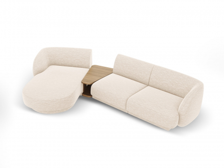 Coltar modular Miley cu tapiterie din tesatura structurala si colt pe partea stanga, bej deschis [1]