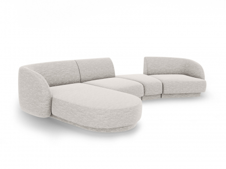 Coltar modular Miley cu tapiterie din tesatura structurala si colt pe partea stanga, gri deschis [2]
