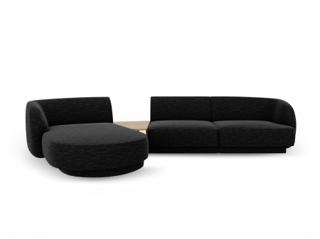 Coltare - Coltar modular Miley cu tapiterie din tesatura structurala si colt pe partea stanga, negru