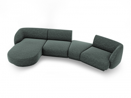 Coltar modular Miley cu tapiterie din tesatura structurala si colt pe partea stanga, petrol [1]