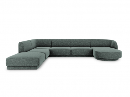 Coltare - Coltar modular Miley in forma de U cu tapiterie din tesatura structurala si colt pe partea stanga, petrol