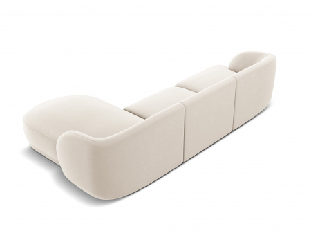 Coltar modular Miley tapiterie din catifea si colt pe partea dreapta, bej deschis [3]