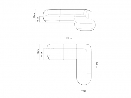 Coltar modular Miley tapiterie din catifea si colt pe partea dreapta, galben [4]