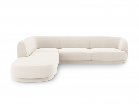 Canapele - Coltar modular Miley tapiterie din catifea si colt pe partea stanga, bej deschis