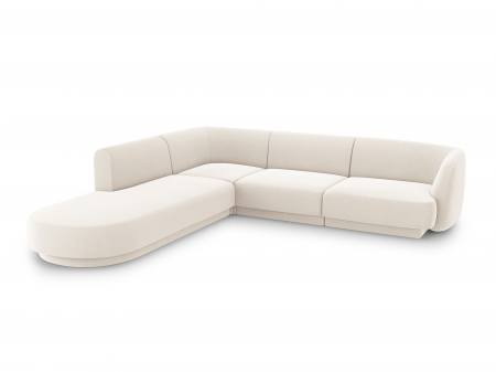Coltar modular Miley tapiterie din catifea si colt pe partea stanga, bej deschis [1]