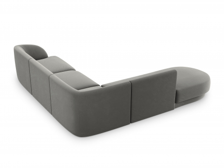 Coltar modular Miley tapiterie din catifea si colt pe partea stanga, gri deschis [2]